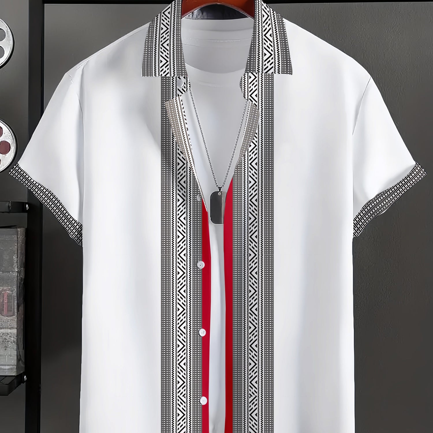 Block Short Sleeve Lapel Button Up Shirt - MyEmpired