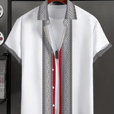 Block Short Sleeve Lapel Button Up Shirt - MyEmpired