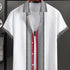 Block Short Sleeve Lapel Button Up Shirt - MyEmpired