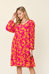 Double Take Full Size Printed Ruffle Hem Dress with Pocket - MyEmpired