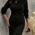 Stylish Long Sleeve Round Neck Knit Dress for Women - Elegant Polyester Autumn/Winter Fashion with Waist Tie, Comfortable and Versatile - Perfect for Daily Wear and Special Occasions - MyEmpired