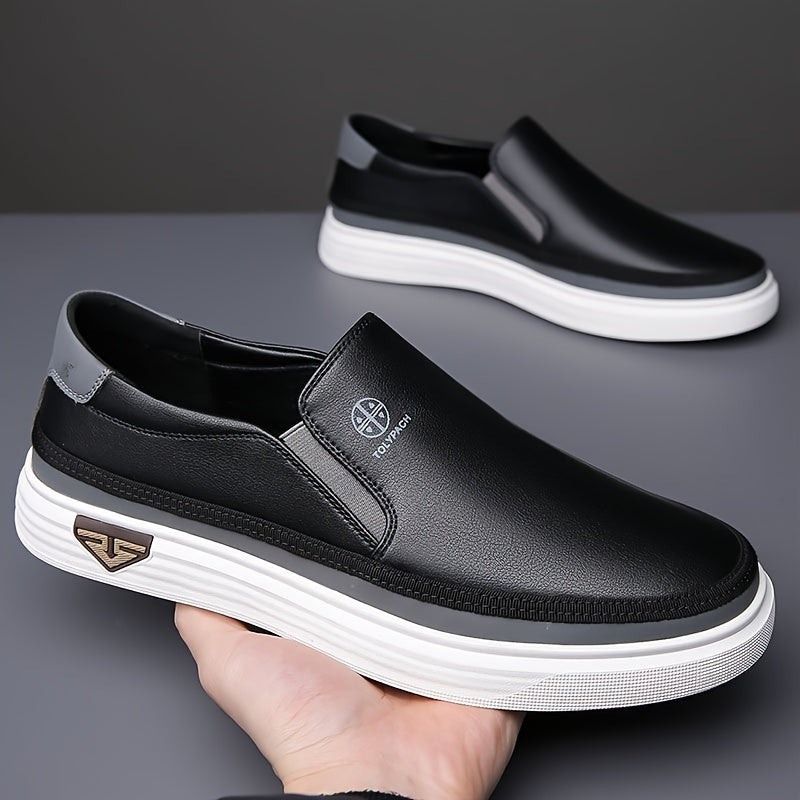 Men's Casual Slip-On Loafers - Soft Sole, Non-Slip, Breathable, Solid Color, Ideal for Daily Use, Spring/Fall - Fashionable Shoes with Microfiber Faux Leather Upper