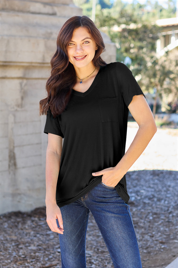 Basic Bae Bamboo Full Size V-Neck Short Sleeve T-Shirt - MyEmpired