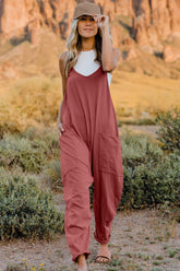 Double Take Full Size V-Neck Sleeveless Jumpsuit with Pockets - MyEmpired