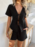 Devine Tied V-Neck Short Sleeve Top and Shorts Set - MyEmpired