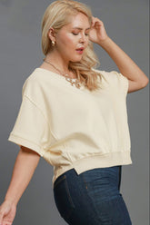 Umgee Full Size Lightweight Cropped Sweatshirt Plus Size - MyEmpired