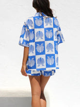 Printed Button Down Short Sleeve Top and Shorts Set - MyEmpired