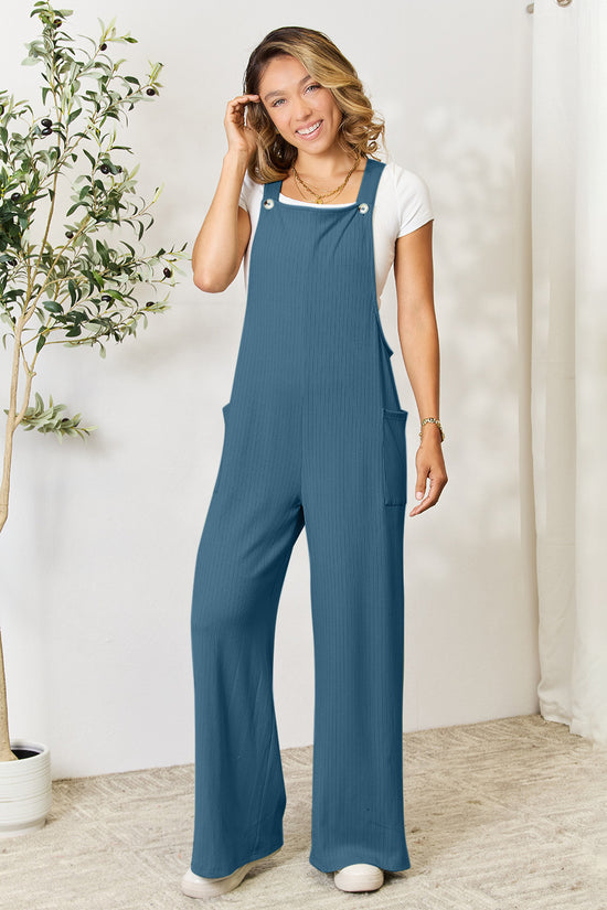 Double Take Full Size Wide Strap Overall with Pockets - MyEmpired