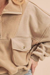Aemi + Co Exposed Seam Half Zip Sweatshirt with Pockets - MyEmpired