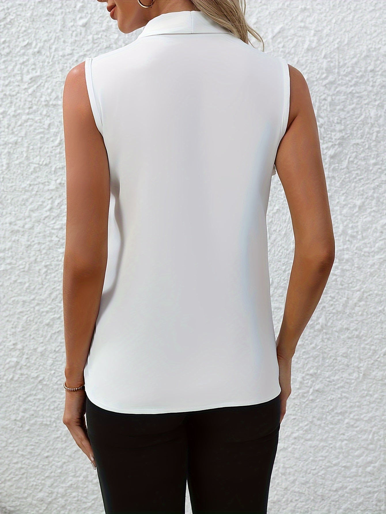 Chic V-neck Blouse, Elegant Sleeveless