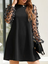 Round Neck Butterfly Mesh Long Sleeve Mini Dress - MyEmpired
