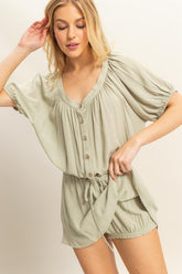 HYFVE Drawstring Hem Short Sleeve Top and Skort Set - MyEmpired