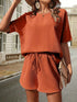 Waffle-Knit Half Sleeve Top and Shorts Set - MyEmpired