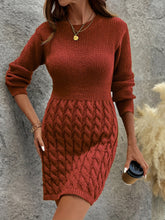Stylish Long Sleeve Round Neck Knit Dress for Women - Elegant Polyester Autumn/Winter Fashion with Waist Tie, Comfortable and Versatile - Perfect for Daily Wear and Special Occasions - MyEmpired