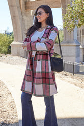 Double Take Full Size Plaid Button Up Lapel Collar Coat - MyEmpired