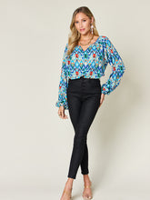 Double Take Full Size Printed Balloon Sleeve Blouse - MyEmpired
