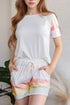 Rainbow Striped Round Neck T Shirt and Shorts Lounge Set - MyEmpired