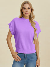 Double Take Full Size Mock Neck Short Sleeve Sweater - MyEmpired