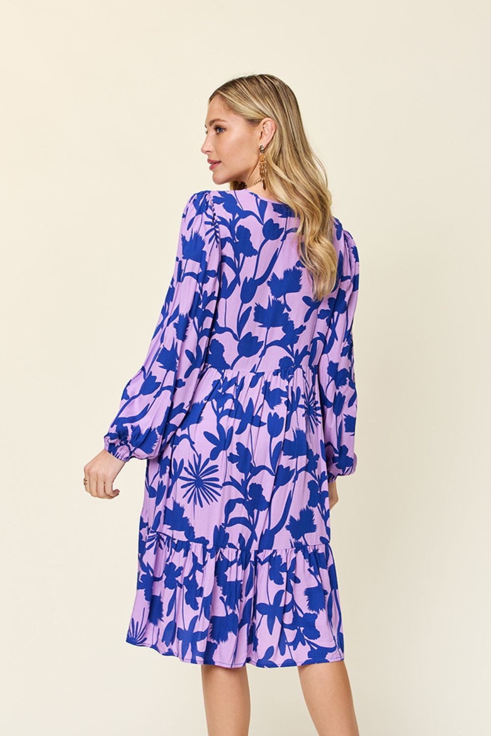Double Take Full Size Printed Ruffle Hem Dress with Pocket - MyEmpired