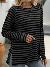 Mandy Striped Round Neck Long Sleeve T-Shirt - MyEmpired