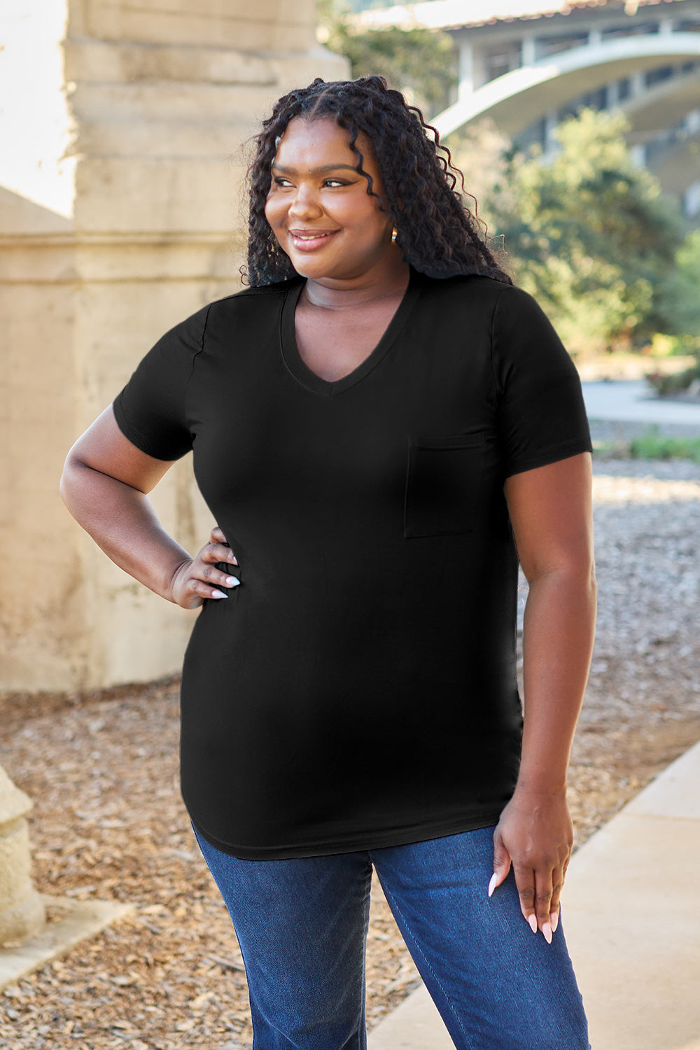 Basic Bae Bamboo Full Size V-Neck Short Sleeve T-Shirt - MyEmpired