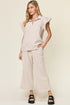 Double Take Texture Ruffle Short Sleeve Top and Drawstring Wide Leg Pants Set - MyEmpired