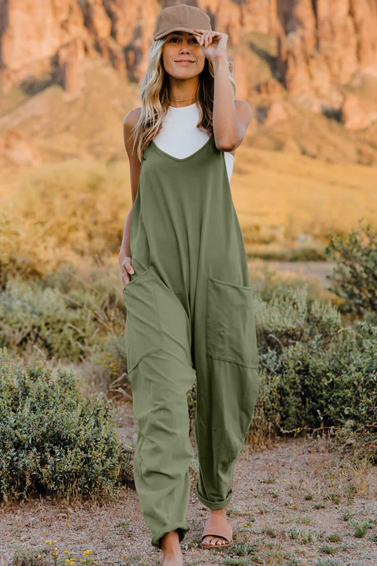 Double Take Full Size V-Neck Sleeveless Jumpsuit with Pockets - MyEmpired