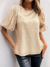 Sequin Round Neck Half Sleeve Top - MyEmpired