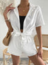 Button Up Short Sleeve Shirt and Drawstring Shorts Set - MyEmpired