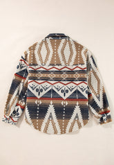 Geometric Half Button Long Sleeve Sweatshirt - MyEmpired