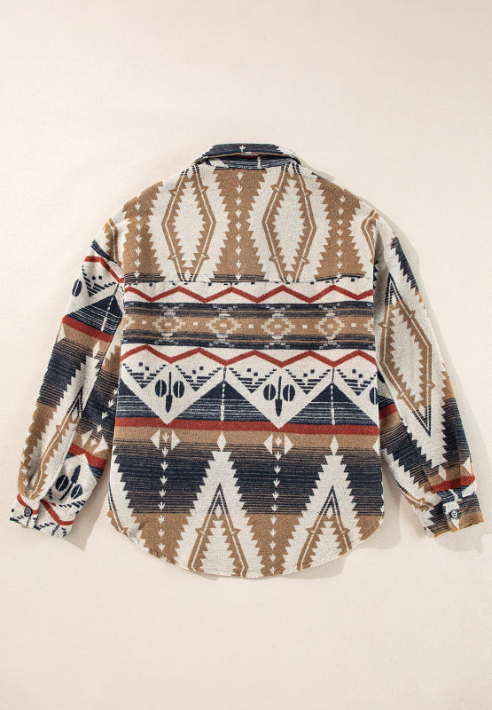 Geometric Half Button Long Sleeve Sweatshirt - MyEmpired