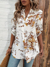 Elegant Floral Print Notched Collar Blouse - MyEmpired
