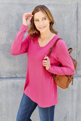 Basic Bae Full Size V-Neck Long Sleeve Top - MyEmpired