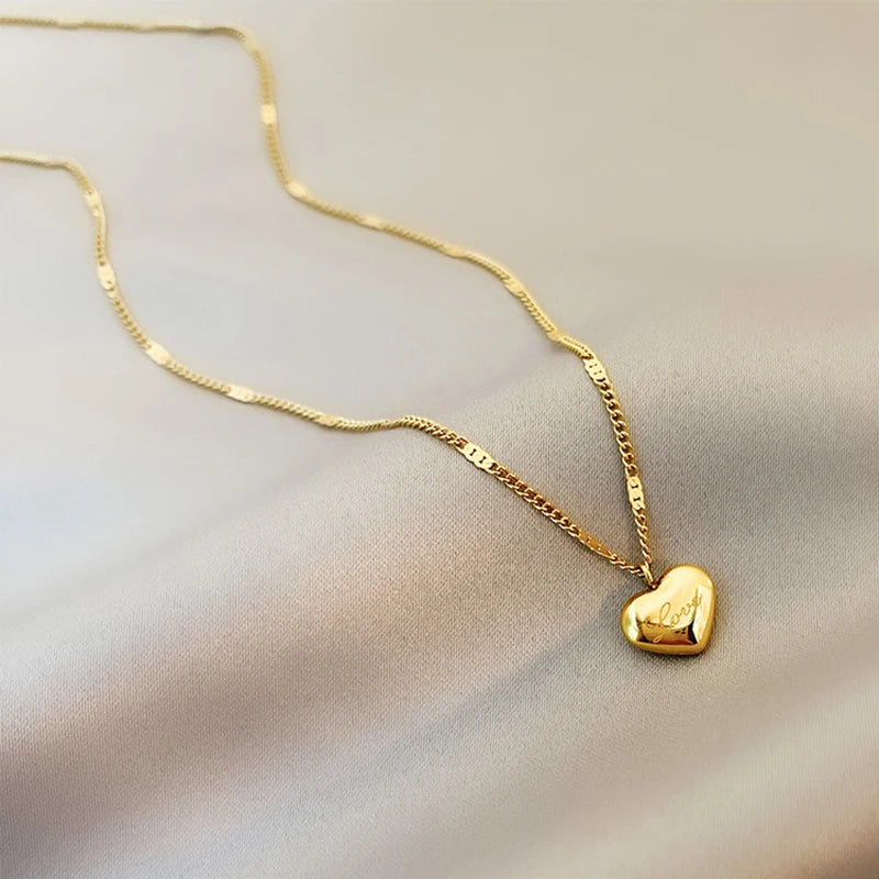 XIYANIKE 316L Stainless Steel Gold Color Love Heart Necklaces For Women Chokers 2021Trend Fashion Festival Party Gift Jewelry - MyEmpired