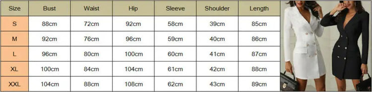 Women Dress Trench Slim Wool Long Coat Jacket Blazer Tops Office Ladies Autumn Winter Blazer Slim Mini Dress V-Neck Outwear - MyEmpired