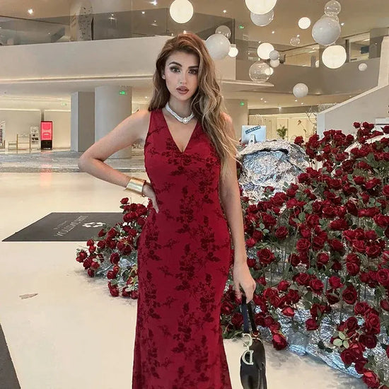 Deep v-neck Dress - MyEmpired