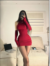Sexy Slim Fit Chic Dress Summer Fashion Solid Color High Neck Women Sleeveless Mini Dresses Casual Evening Party Club Vestidos - MyEmpired