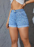 Sexy Elegant New Fashion 2024 Summer Casual Bottom Female Clothing Outfits Pearl Rivet Process Rolled Denim Shorts - MyEmpired