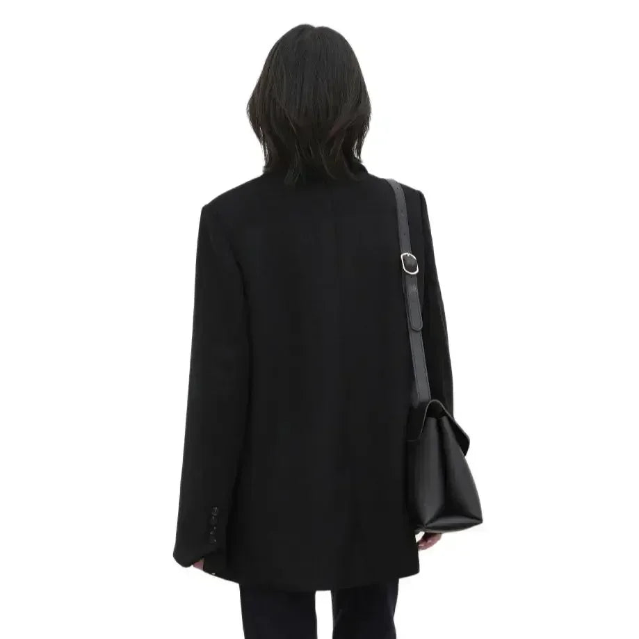 CHIC VEN Autumn Winter Korean Women Woolen Blazer Cotton Lining Thick Warm Jacket Solid Color Coat Female Woman Office Lady Tops - MyEmpired