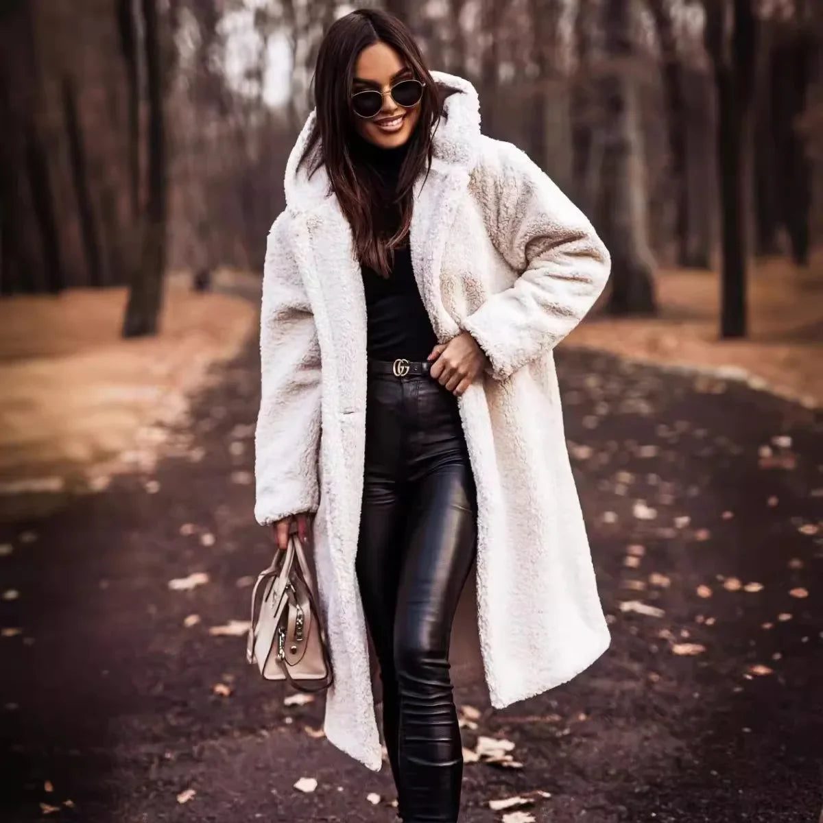 Keep Warm Single Button Coats Blends Solid Color Pockets Long Coats Jackets Autumn and Winter Long-sleeved Woolen Women's Coat