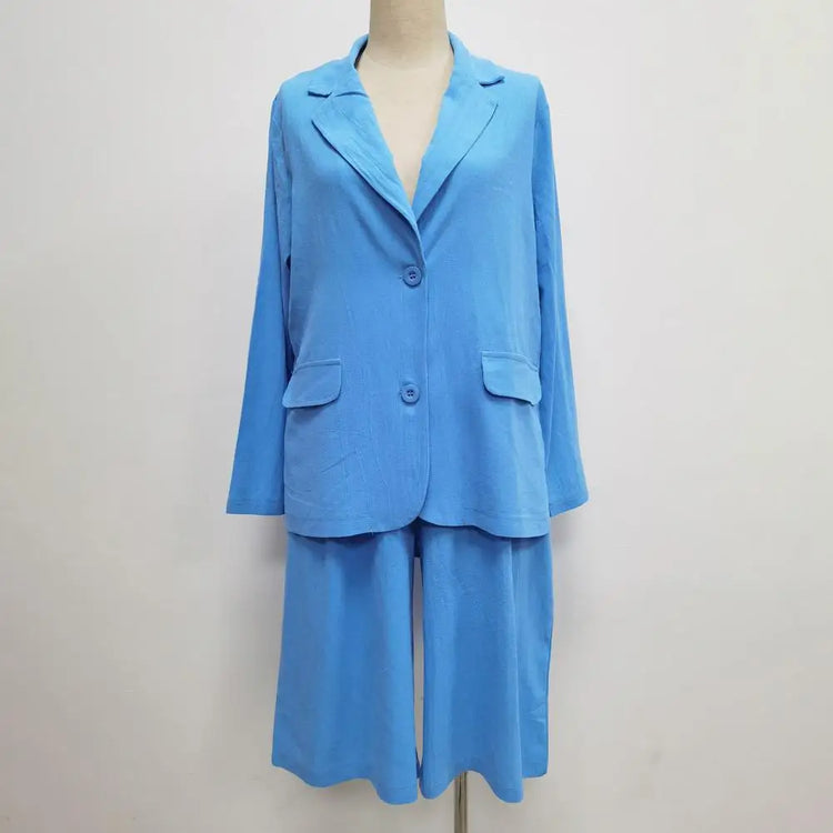 Cotton Linen Temperament Blazer Shorts Women&