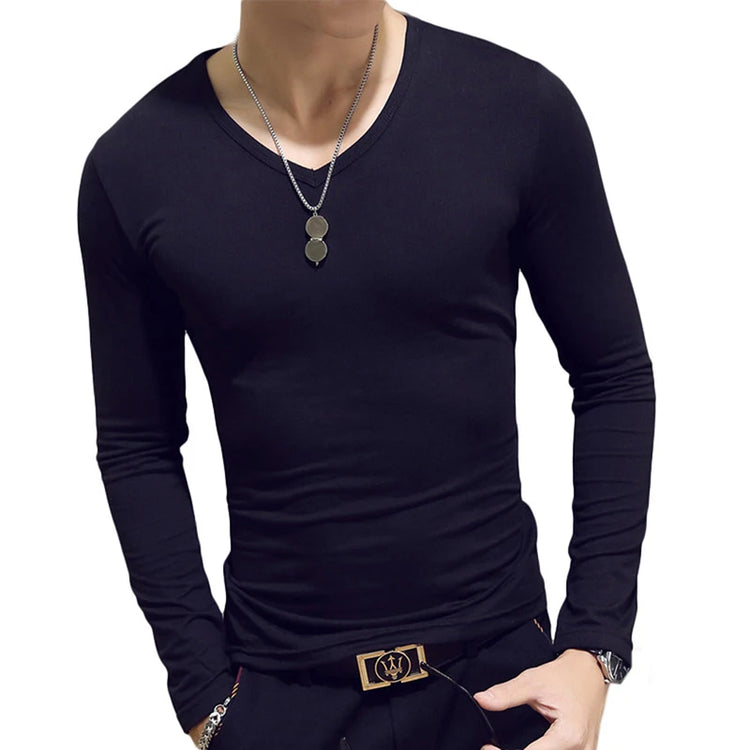 Turtleneck For Men Solid Color Slim Elastic Thin Pullover Spring Autumn Underwear Turtleneck Men Knitting Blouse Base Tshirt Top - MyEmpired
