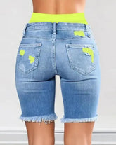 Ripped 2-In-1 Denim Skinny Shorts - MyEmpired