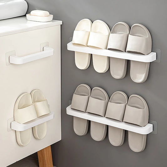 Bathroom Slipper Shelf Punch Free Wall Mounted Shoes