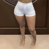 Women Sexy Skinny High Stretch Thin Shorts 2023 Female Summer Shorts Fashion Slim Fit Hip Short Jeans S-3XL Casual Bottoms Pop - MyEmpired