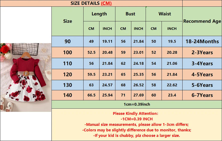 1-7 Years Children Girls New Year Dress Red - MyEmpired