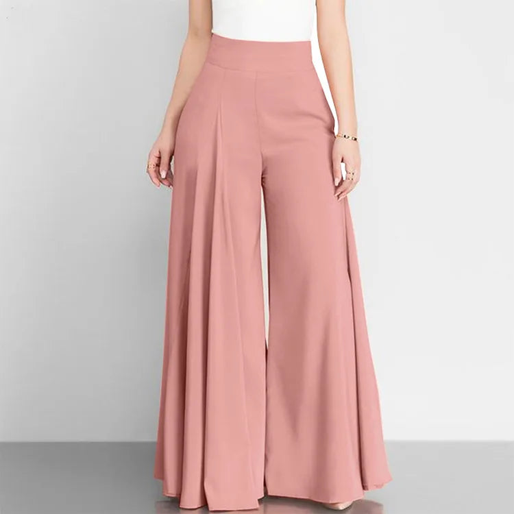 Spring Autumn Fashion Women High Waist Wide Leg Pants Female Elegant Flare Trousers Casual Solid Holiday Loose Long Pant New - MyEmpired