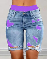 Ripped 2-In-1 Denim Skinny Shorts - MyEmpired