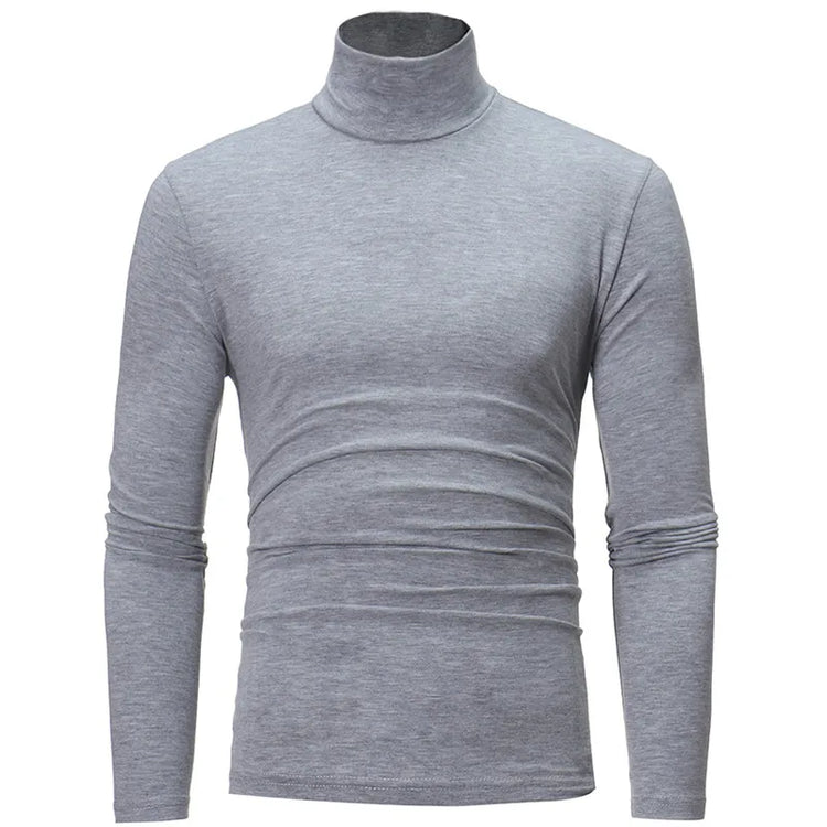 Turtleneck For Men Solid Color Slim Elastic Thin Pullover Spring Autumn Underwear Turtleneck Men Knitting Blouse Base Tshirt Top - MyEmpired