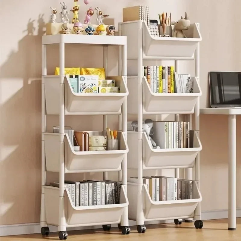 Trolley Bookshelf Kitchen Storage Slit Storage Cabinet Bathroom Living Room Home Organizer Rack Kitchen Corner Narrow